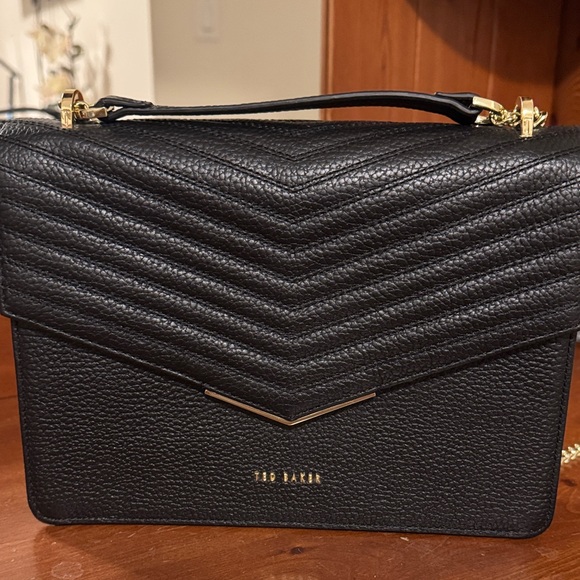 Ted Baker London Black Shoulder Bag with Gold Accents and Adjustable Strap - Picture 2 of 6